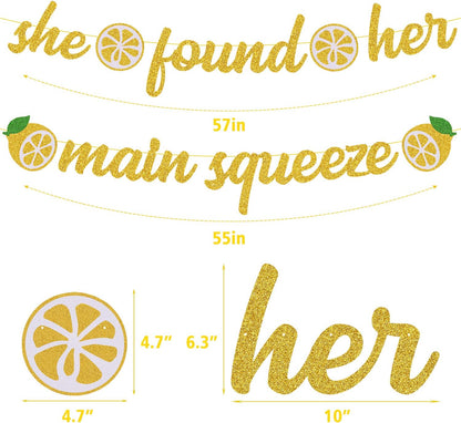 She Found Her Main Squeeze Bridal Shower Decorations for Lemon Citrus Lemon Theme Bride to Be Bachelorette Wedding Engagement Final Fiesta Hen Party Decor