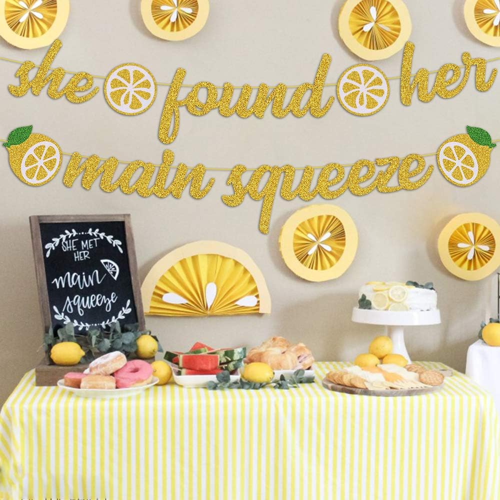 She Found Her Main Squeeze Bridal Shower Decorations for Lemon Citrus Lemon Theme Bride to Be Bachelorette Wedding Engagement Final Fiesta Hen Party Decor