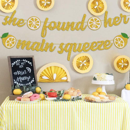 She Found Her Main Squeeze Bridal Shower Decorations for Lemon Citrus Lemon Theme Bride to Be Bachelorette Wedding Engagement Final Fiesta Hen Party Decor