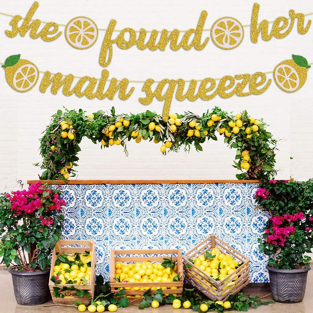 She Found Her Main Squeeze Bridal Shower Decorations for Lemon Citrus Lemon Theme Bride to Be Bachelorette Wedding Engagement Final Fiesta Hen Party Decor