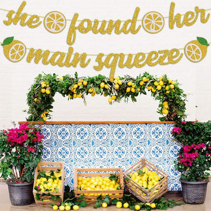 She Found Her Main Squeeze Bridal Shower Decorations for Lemon Citrus Lemon Theme Bride to Be Bachelorette Wedding Engagement Final Fiesta Hen Party Decor