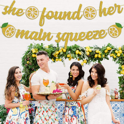 She Found Her Main Squeeze Bridal Shower Decorations for Lemon Citrus Lemon Theme Bride to Be Bachelorette Wedding Engagement Final Fiesta Hen Party Decor
