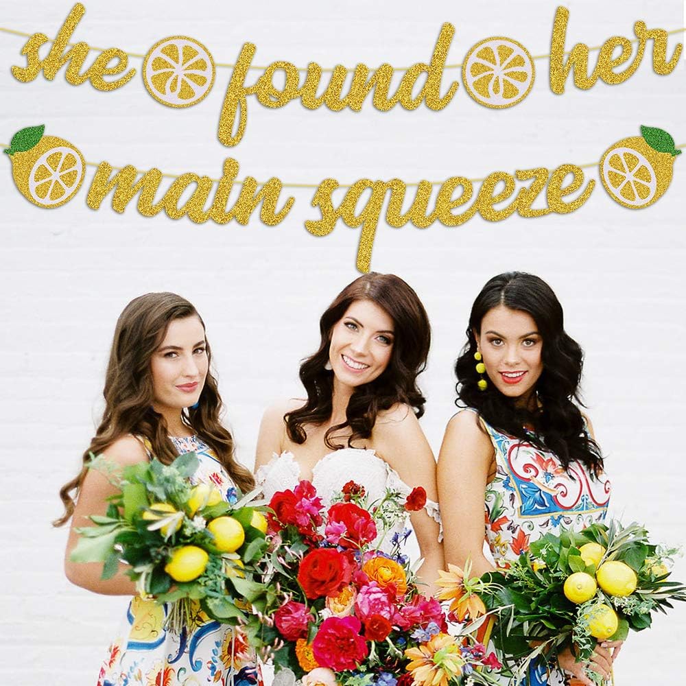 She Found Her Main Squeeze Bridal Shower Decorations for Lemon Citrus Lemon Theme Bride to Be Bachelorette Wedding Engagement Final Fiesta Hen Party Decor