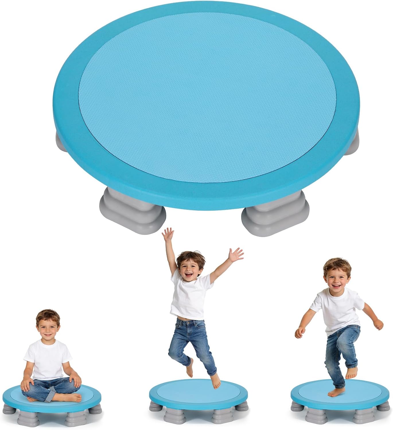 Kids Rebounder Bouncing Board, Mini Trampoline for Kids, 25 in Sensory Bouncing Board with Non-Slip Base, Rebound Jumping Board for Indoor Outdoor Play Autism Sensory Development Ideal Gift