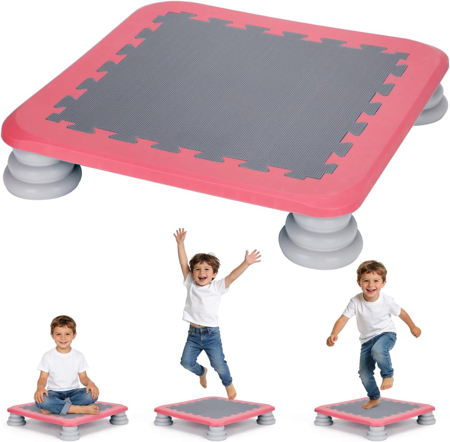 Kids Rebounder Bouncing Board, Mini Trampoline for Kids, 25 in Sensory Bouncing Board with Non-Slip Base, Rebound Jumping Board for Indoor Outdoor Play Autism Sensory Development Ideal Gift