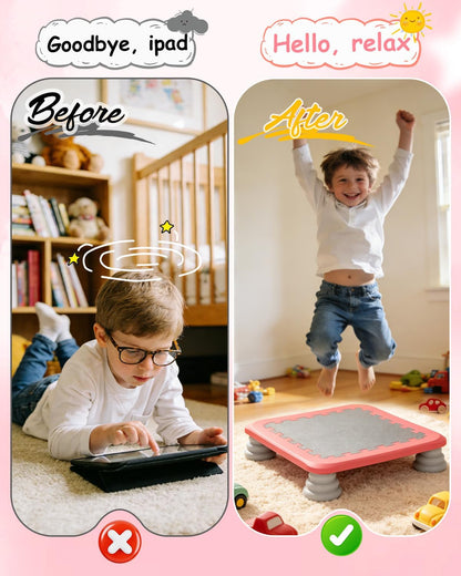 Kids Rebounder Bouncing Board, Mini Trampoline for Kids, 25 in Sensory Bouncing Board with Non-Slip Base, Rebound Jumping Board for Indoor Outdoor Play Autism Sensory Development Ideal Gift