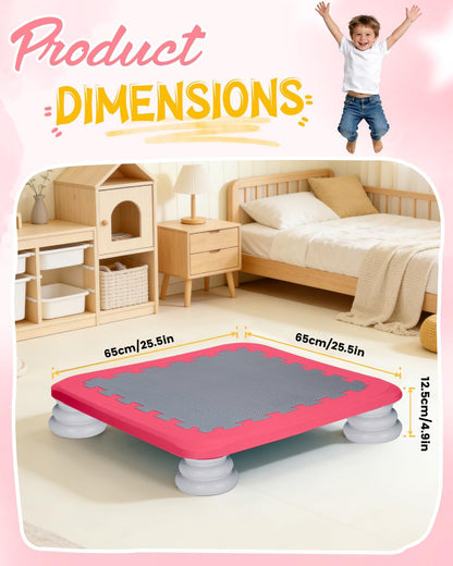 Kids Rebounder Bouncing Board, Mini Trampoline for Kids, 25 in Sensory Bouncing Board with Non-Slip Base, Rebound Jumping Board for Indoor Outdoor Play Autism Sensory Development Ideal Gift