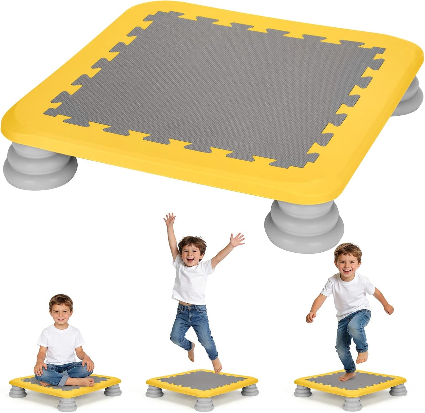 Kids Rebounder Bouncing Board, Mini Trampoline for Kids, 25 in Sensory Bouncing Board with Non-Slip Base, Rebound Jumping Board for Indoor Outdoor Play Autism Sensory Development Ideal Gift