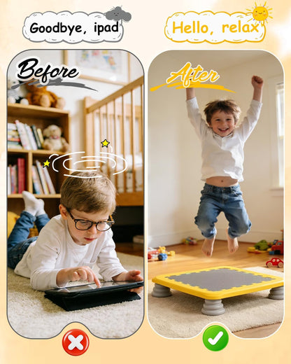 Kids Rebounder Bouncing Board, Mini Trampoline for Kids, 25 in Sensory Bouncing Board with Non-Slip Base, Rebound Jumping Board for Indoor Outdoor Play Autism Sensory Development Ideal Gift