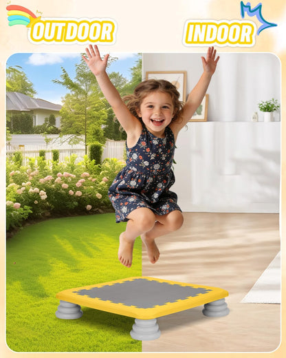 Kids Rebounder Bouncing Board, Mini Trampoline for Kids, 25 in Sensory Bouncing Board with Non-Slip Base, Rebound Jumping Board for Indoor Outdoor Play Autism Sensory Development Ideal Gift