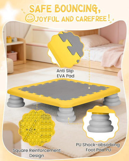 Kids Rebounder Bouncing Board, Mini Trampoline for Kids, 25 in Sensory Bouncing Board with Non-Slip Base, Rebound Jumping Board for Indoor Outdoor Play Autism Sensory Development Ideal Gift
