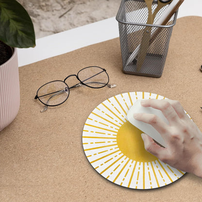 Boho Yellow Sunshine Mouse Pad,Sunshine Mouse Pads Mousepad for Desk Home Office Dorm Computers Laptop, Boho Office Supplies Desk Accessories, 7.9x7.9 Inch