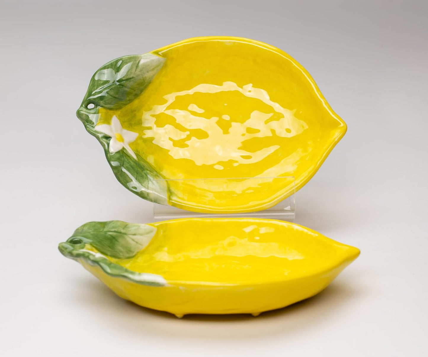 Fine Ceramic Lemon Candy Dish, Set of 2, 6-3/4" L