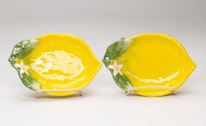 Fine Ceramic Lemon Candy Dish, Set of 2, 6-3/4" L