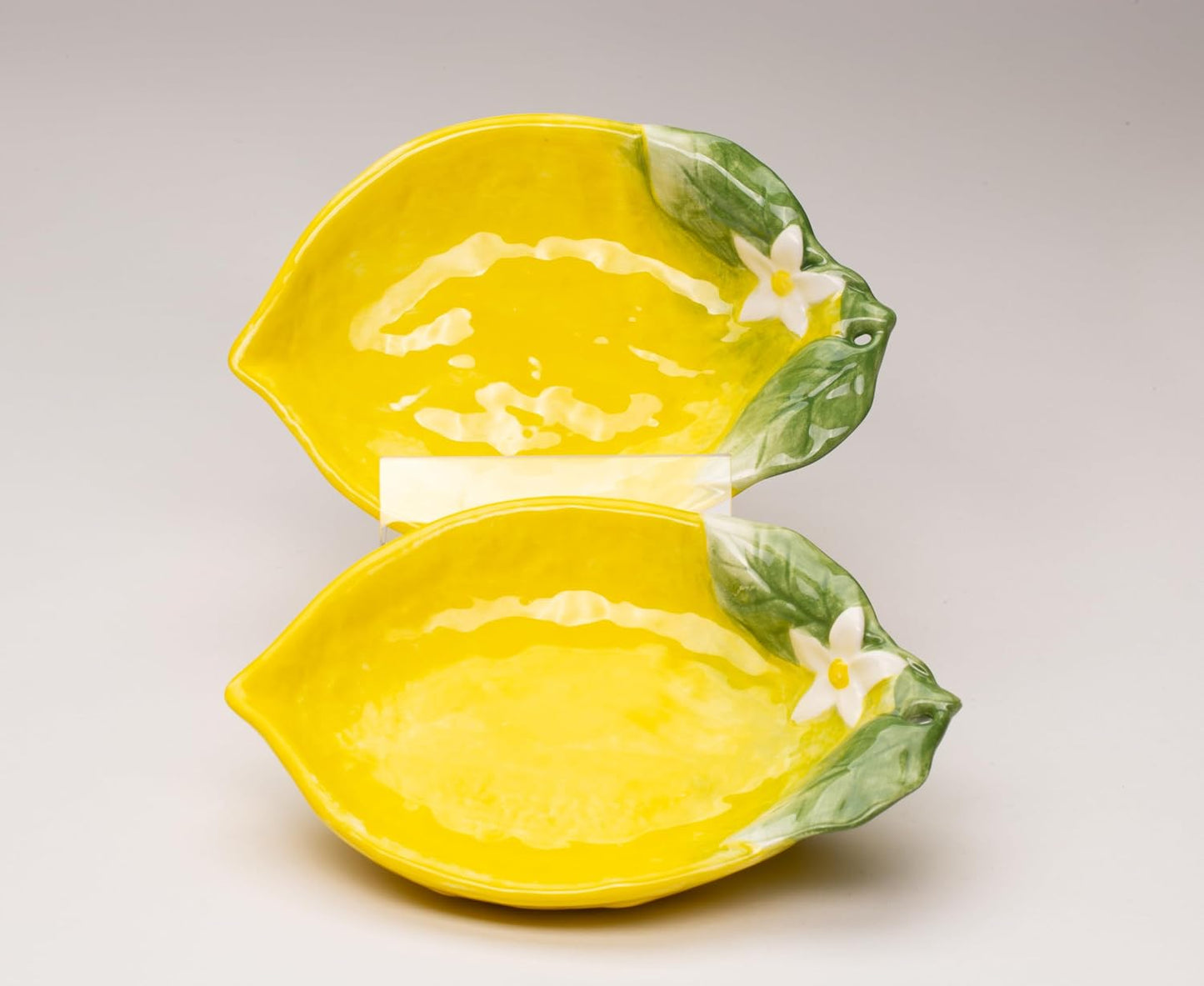 Fine Ceramic Lemon Candy Dish, Set of 2, 6-3/4" L
