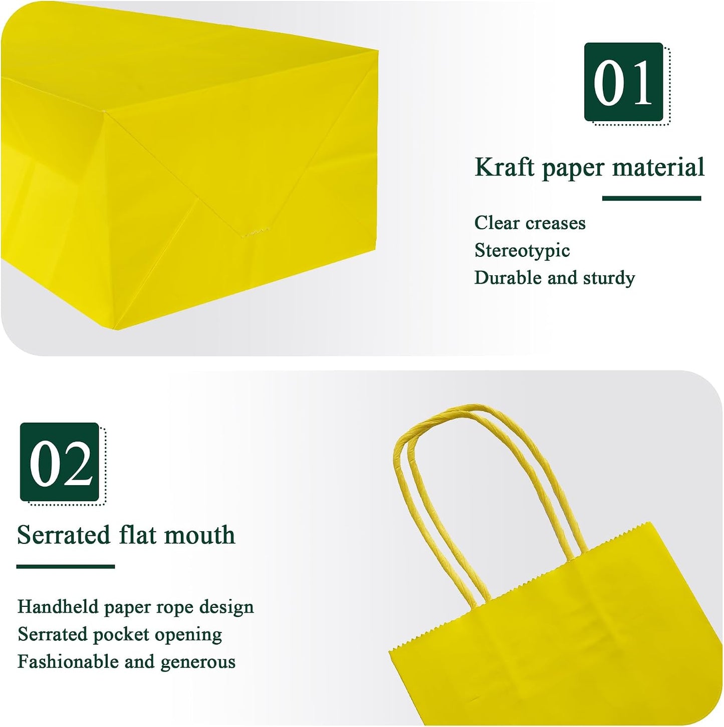 30 Pcs Small Size Gift Bags Kraft Paper Bags Gift Party Favor Bags with Handle(5 x 3.1 x 8.2 in, Yellow)