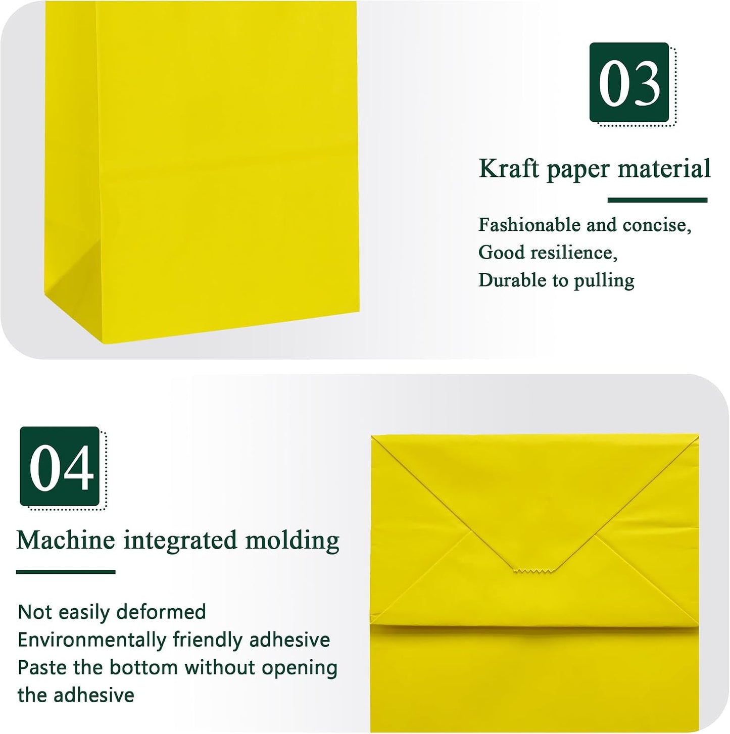 30 Pcs Small Size Gift Bags Kraft Paper Bags Gift Party Favor Bags with Handle(5 x 3.1 x 8.2 in, Yellow)