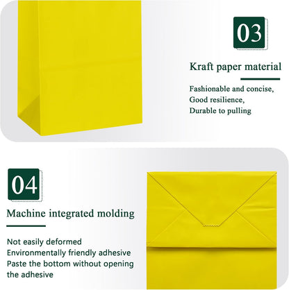 30 Pcs Small Size Gift Bags Kraft Paper Bags Gift Party Favor Bags with Handle(5 x 3.1 x 8.2 in, Yellow)