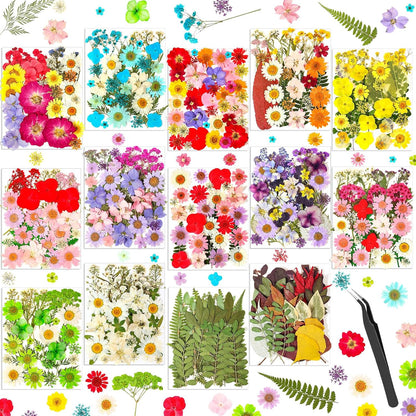 481 PCS Pressed Flowers for Crafts, Real Dried Pressed Flowers Nature Dry Flower Leaves Bulk for Resin Jewelry Making Scrapbooking Candle Soap Making Nails Frame Décor