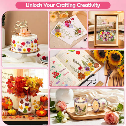 481 PCS Pressed Flowers for Crafts, Real Dried Pressed Flowers Nature Dry Flower Leaves Bulk for Resin Jewelry Making Scrapbooking Candle Soap Making Nails Frame Décor