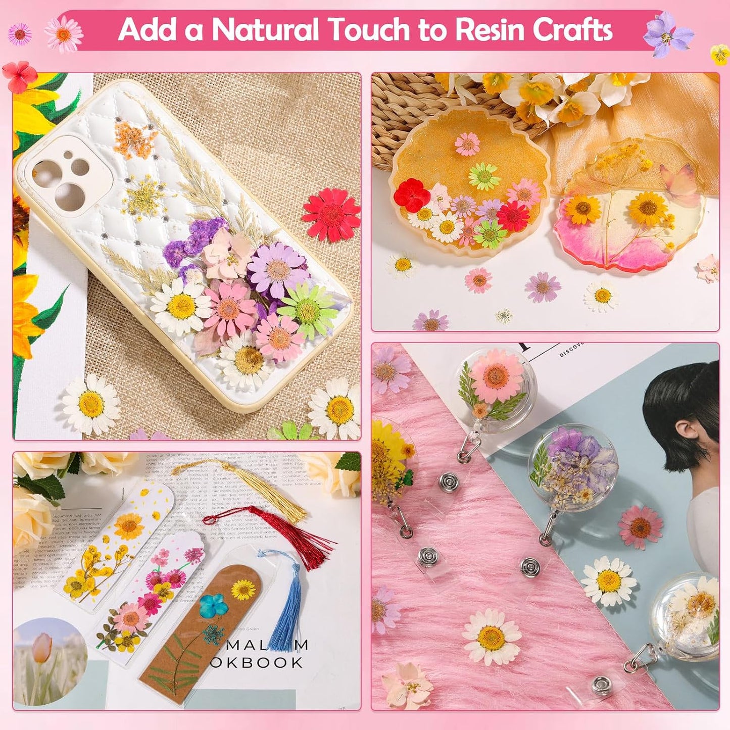 481 PCS Pressed Flowers for Crafts, Real Dried Pressed Flowers Nature Dry Flower Leaves Bulk for Resin Jewelry Making Scrapbooking Candle Soap Making Nails Frame Décor