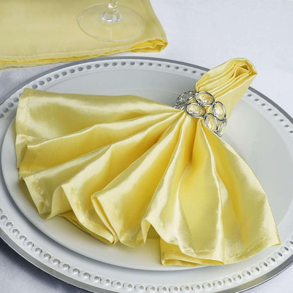 25 Pack | Yellow Seamless Satin Cloth Dinner Napkins, Wrinkle Resistant | 20"x20"