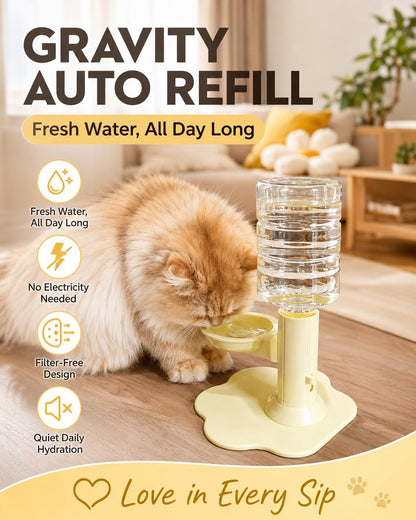 Gravity Cat Water Dispenser Stand, Spill-Proof, Filter-Free, No Electricity with a Bucket (Blue)