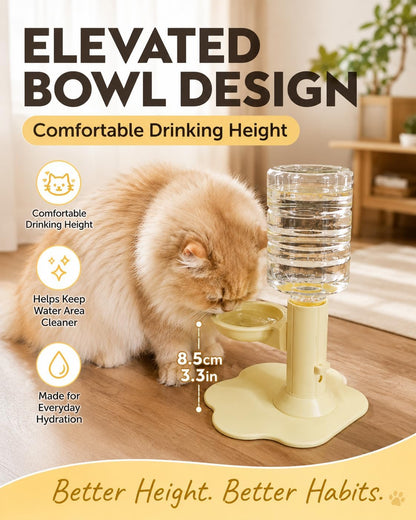 Gravity Cat Water Dispenser Stand, Spill-Proof, Filter-Free, No Electricity with a Bucket (Blue)
