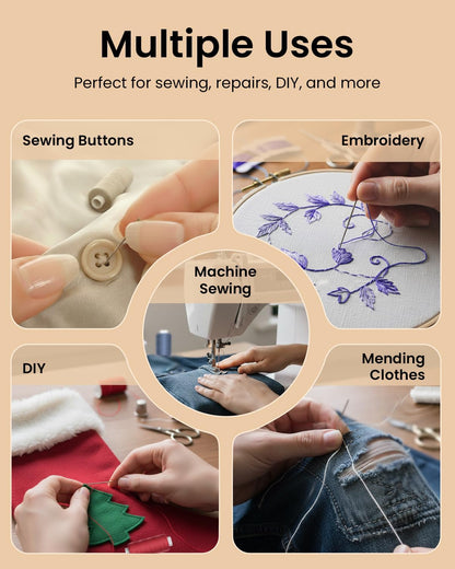 96Pcs Professional Sewing Thread Kit, 48 Colors 400 Yards/Spool, [Top Durability with 4-Ply Tight-Twist] AAA-Grade Polyester Thread with Prewound Bobbins, Sewing Thread for Hand & Machine Sewing