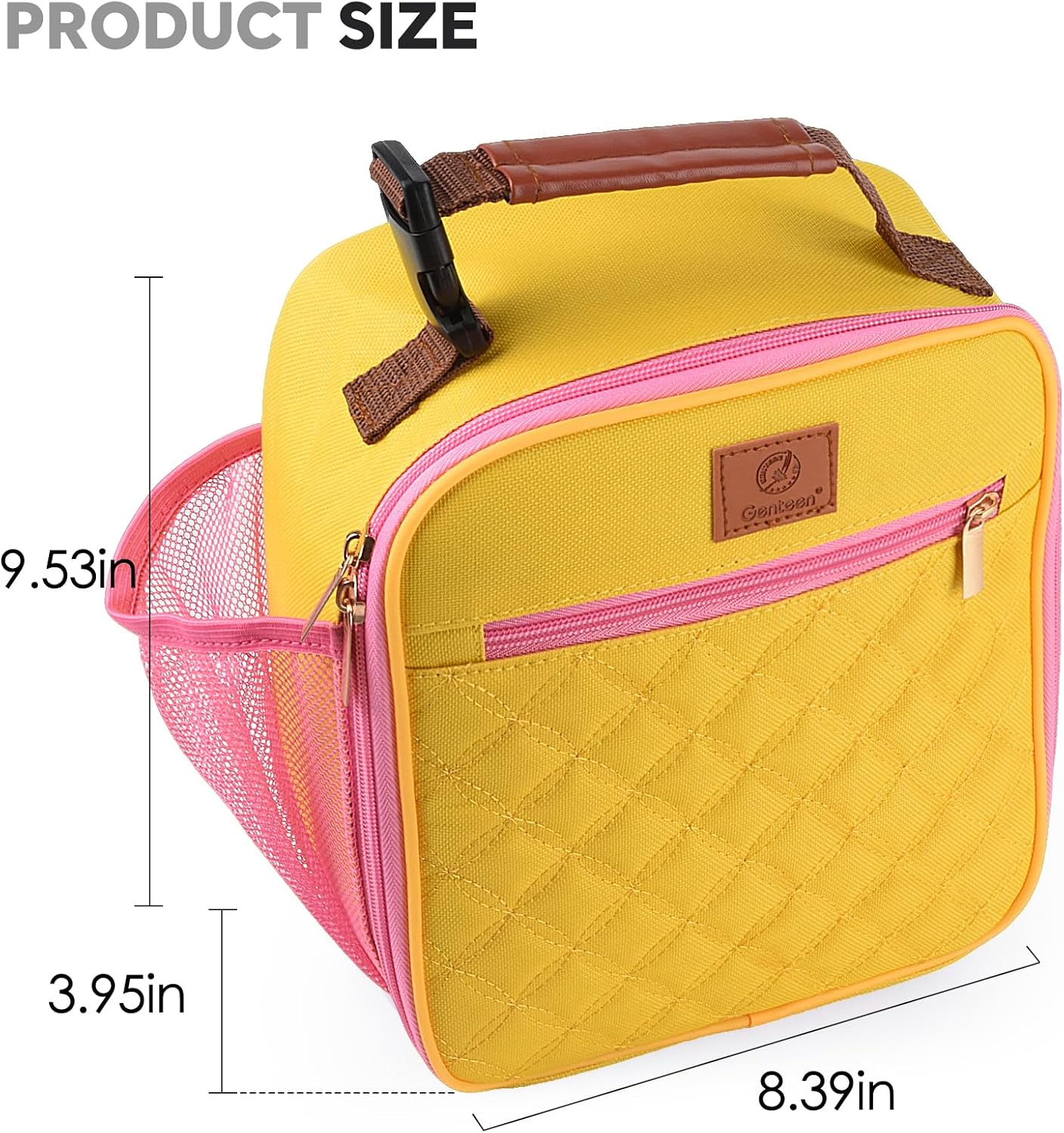 Kids Lunch Box Insulated Soft Mini Cooler with Bottle Holder, Lightweight Reusable Easy-Clean Lunch bag for Girls, Boys Back to School-Yellow