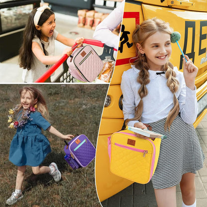 Kids Lunch Box Insulated Soft Mini Cooler with Bottle Holder, Lightweight Reusable Easy-Clean Lunch bag for Girls, Boys Back to School-Yellow