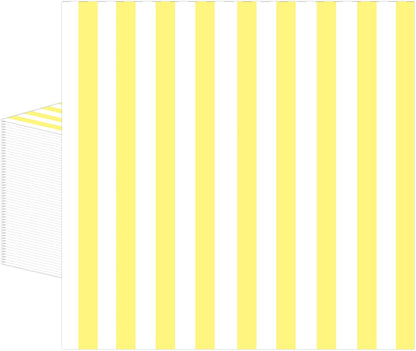 50PCS Yellow and White Striped Paper Napkins, Light Yellow Dinner Napkin Disposable Beverage Dessert Luncheon Napkins for Birthday Bridal & Baby Shower Wedding Party Supplies