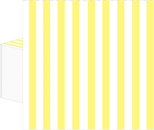 50PCS Yellow and White Striped Paper Napkins, Light Yellow Dinner Napkin Disposable Beverage Dessert Luncheon Napkins for Birthday Bridal & Baby Shower Wedding Party Supplies