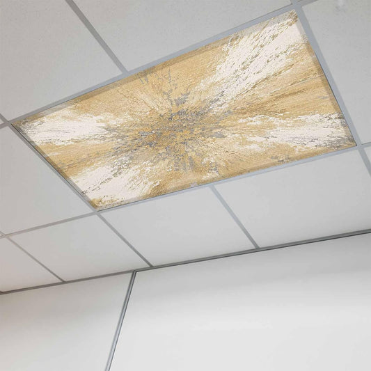 Yellow Fluorescent Light Covers 1 Pack Abstract Yellow Sunburst Vignette Splatter Style Industrial Magnetic Fluorescent Ceiling Lights Filters for Office Classroom Home Drop Ceiling 4x2 Feet