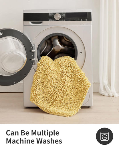 Bathroom Rugs Yellow 24x17,Extra Soft Absorbent Chenille Bath Rugs,Thick Non-Slip Shaggy Bath Mat,Machine Washable Quick Dry Shaggy Bath Mats for Bathroom Floor, Tub, Shower Accessories