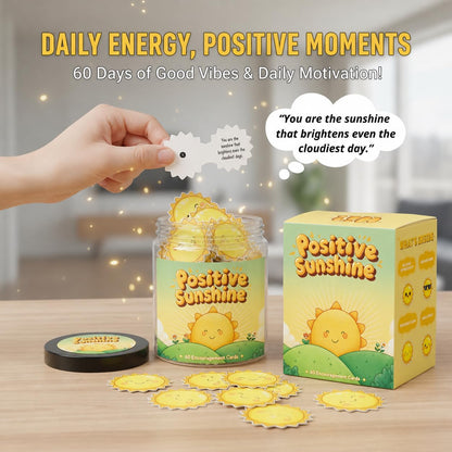 Positive Sunshine Jar - 60 Affirmation Cards, Emotional Support, Yellow - Sunflower - Sunshine Gifts, Stocking Stuffers, Human Sunshine Gift For Women, Cowokers, Friends, Teens