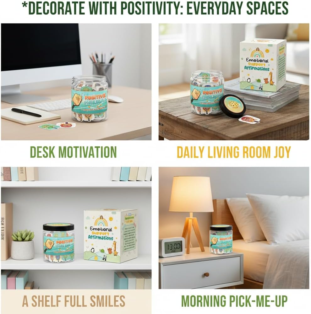 Positive Sunshine Jar - 60 Affirmation Cards, Emotional Support, Yellow - Sunflower - Sunshine Gifts, Stocking Stuffers, Human Sunshine Gift For Women, Cowokers, Friends, Teens