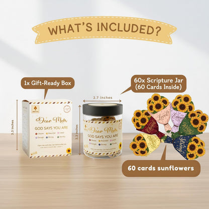 Positive Sunshine Jar - 60 Affirmation Cards, Emotional Support, Yellow - Sunflower - Sunshine Gifts, Stocking Stuffers, Human Sunshine Gift For Women, Cowokers, Friends, Teens