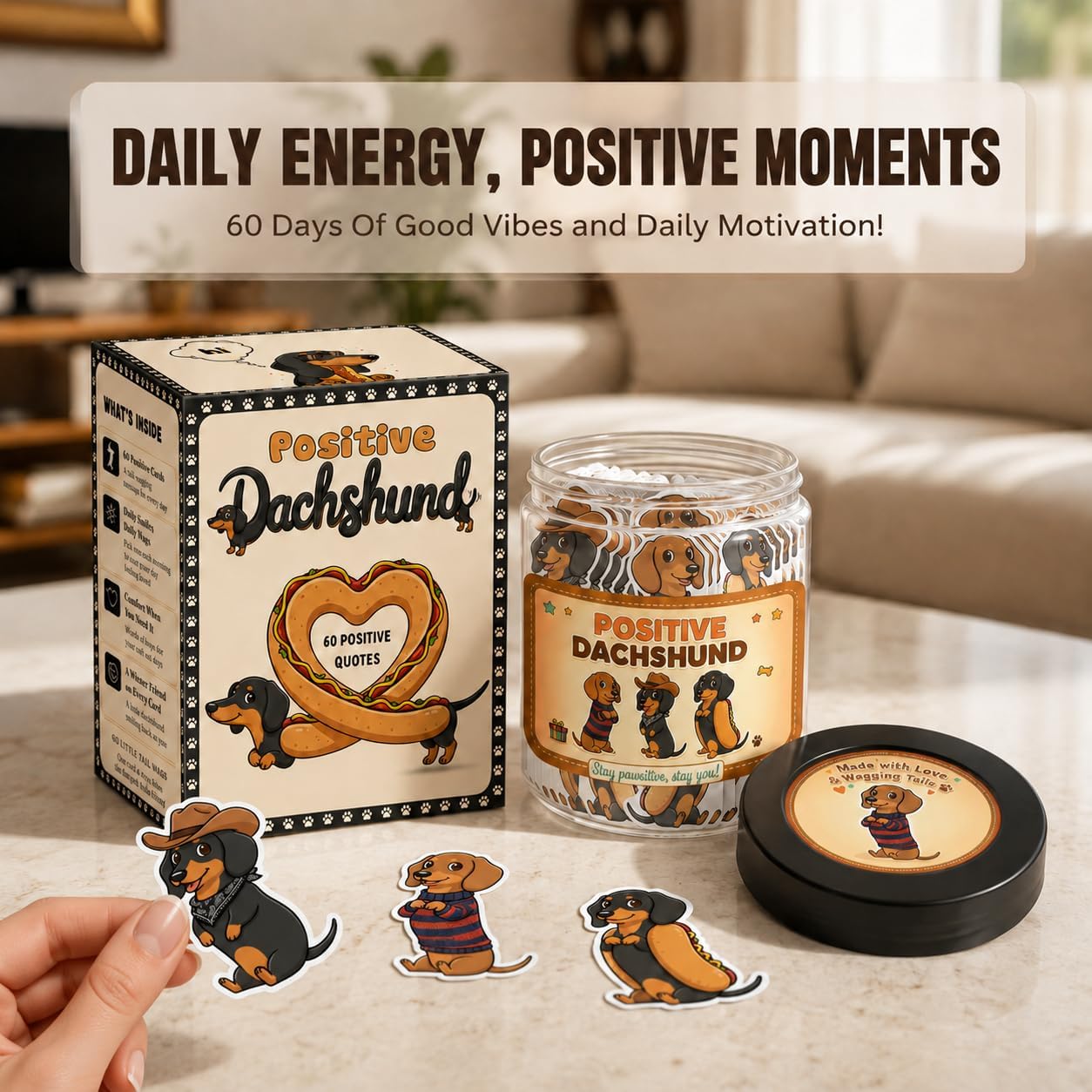 Positive Sunshine Jar - 60 Affirmation Cards, Emotional Support, Yellow - Sunflower - Sunshine Gifts, Stocking Stuffers, Human Sunshine Gift For Women, Cowokers, Friends, Teens