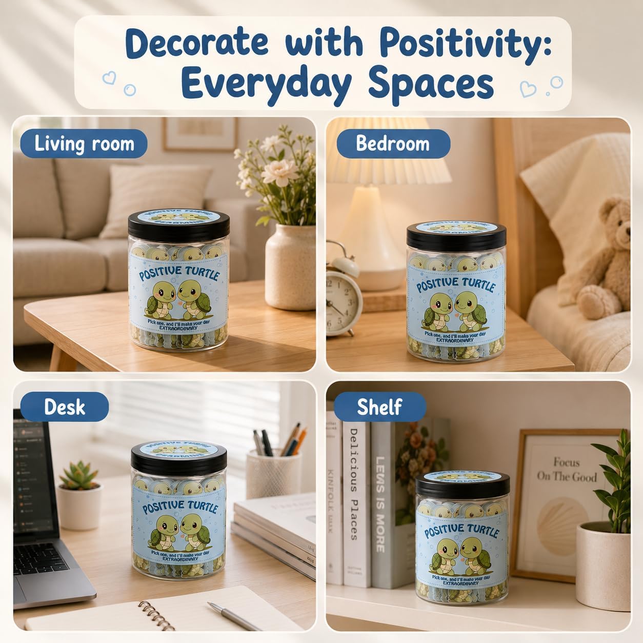 Positive Sunshine Jar - 60 Affirmation Cards, Emotional Support, Yellow - Sunflower - Sunshine Gifts, Stocking Stuffers, Human Sunshine Gift For Women, Cowokers, Friends, Teens