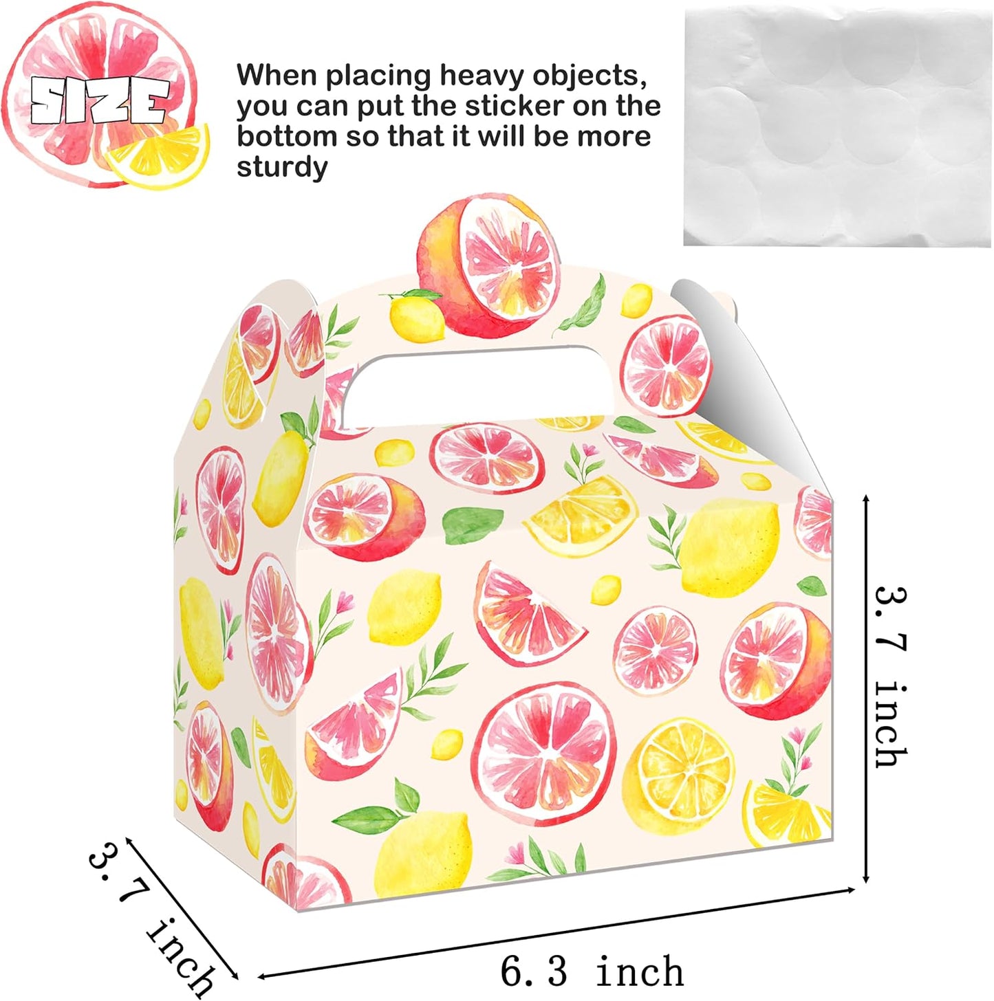 Pink Citrus Lemon Party Favor Boxes Summer Baby Shower Treat Gift Boxes | 12pcs pre-folded citrus lemon gable treat boxes, for little cutie summer baby shower candy favor decor