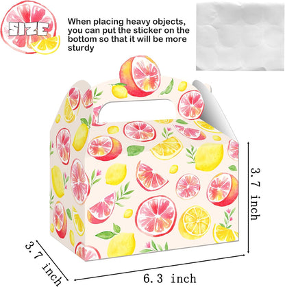 Pink Citrus Lemon Party Favor Boxes Summer Baby Shower Treat Gift Boxes | 12pcs pre-folded citrus lemon gable treat boxes, for little cutie summer baby shower candy favor decor