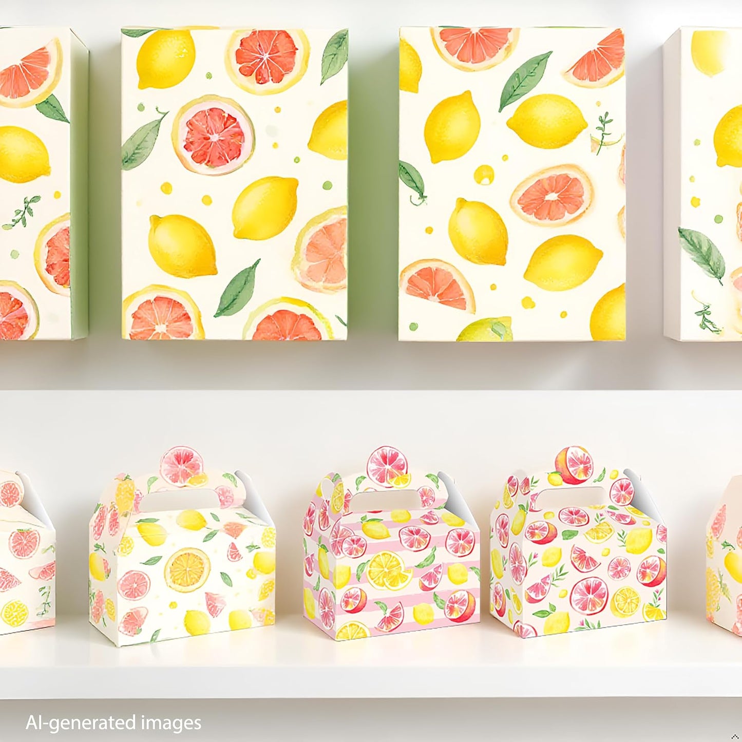 Pink Citrus Lemon Party Favor Boxes Summer Baby Shower Treat Gift Boxes | 12pcs pre-folded citrus lemon gable treat boxes, for little cutie summer baby shower candy favor decor