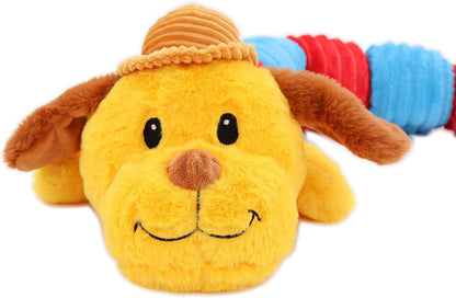 Jumbo Dogapillar - 35" Long Plush Dog Toy, Yellow-Red-Blue Animal, 7 Squeakers, Reinforced Corduroy Fabric, Carry-Snuggle-Chew-Play