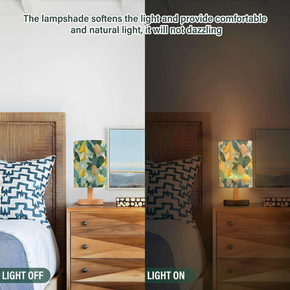 Bedside Table Lamp Lemon Yellow Citrus Fruits (18) Kids Nightstand Lamp Night Light Fabric Shade for Bedroom Living Room Home Office
