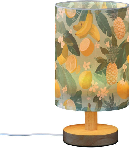 Bedside Table Lamp Lemon Yellow Citrus Fruits (18) Kids Nightstand Lamp Night Light Fabric Shade for Bedroom Living Room Home Office