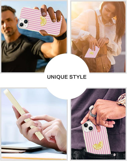 Cute Striped Case for iPhone 14/iPhone 13 Summer, Aesthetic Pink White Stripes Lemons Pattern Design Print Phone Cover for Women Men, Soft Slim TPU Protective Shell for iPhone 14 6,1"