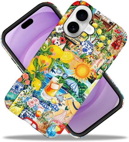 Case for iPhone 17,Lemon Summer Collage Phone Case Cover for Girls Women（Frosted & Durable）