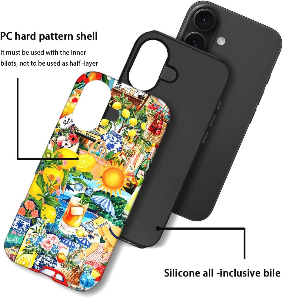Case for iPhone 17,Lemon Summer Collage Phone Case Cover for Girls Women（Frosted & Durable）
