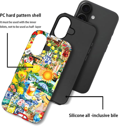 Case for iPhone 17,Lemon Summer Collage Phone Case Cover for Girls Women（Frosted & Durable）
